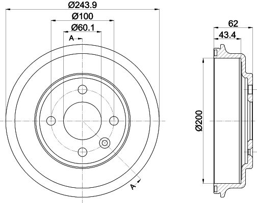 HELLA PAGID Bremžu trumulis 8DT 355 302-651